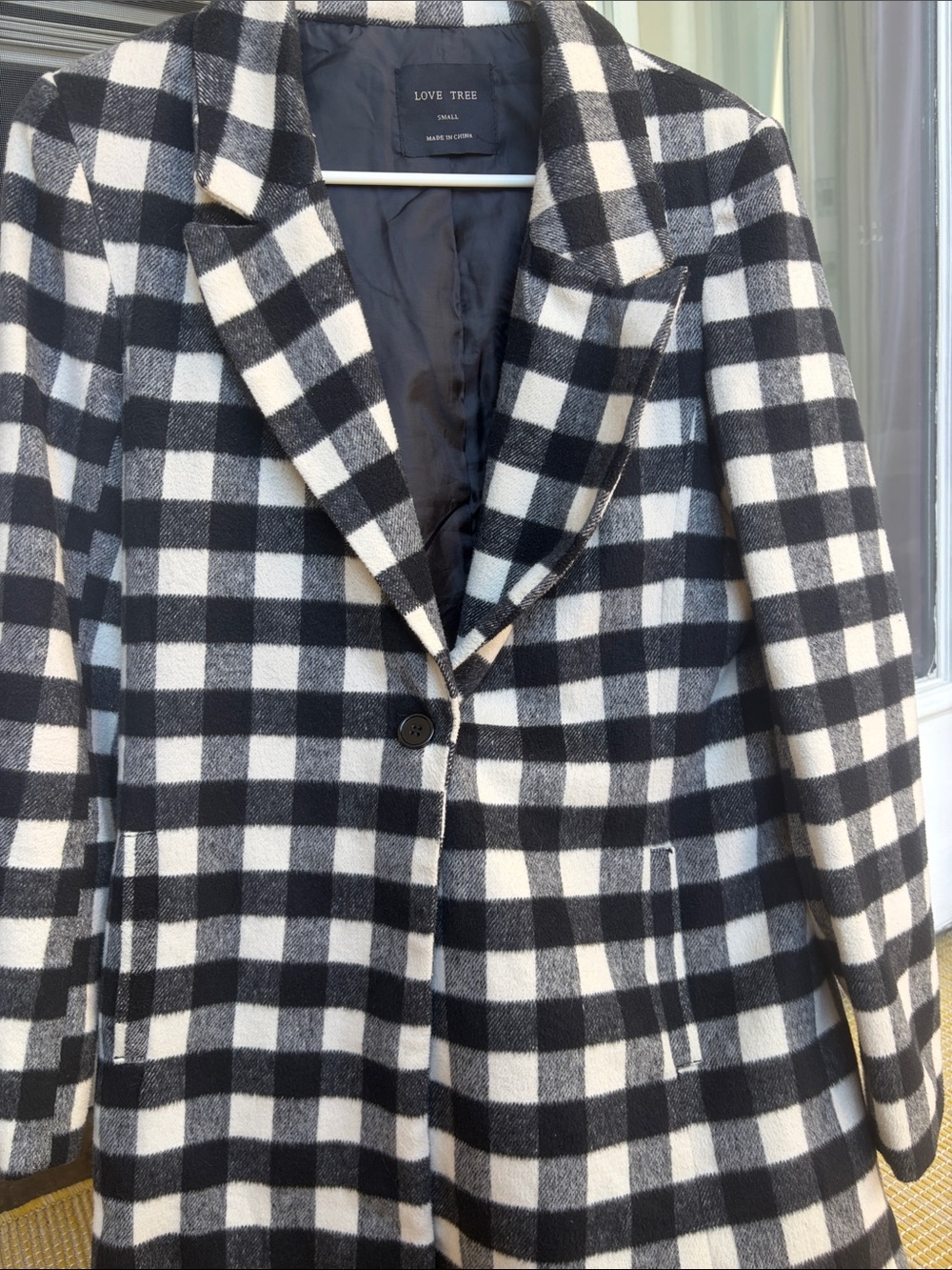 Black & White Plaid Trench Coat